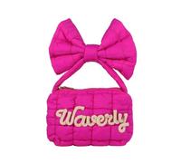 Lam Hub Fong Borsa Donna Personalizzata Mini Borsa Con Nome Borsa Ricamata Con Fiocco Borsa Trapuntata In Misto Cotone Poliestere Piccolo Regalo Per Donna Ragazza Mamma Amica (Fucsia)