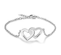 Lam Hub Fong Bracciale da Donna con 2 Nome incisione Bracciale Personalizzato per Mamme Nonne Bracciale dell'amicizia Regalo per la Festa della mamma Natale Compleanni (Style 1)