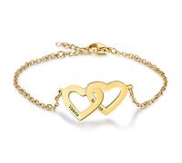 Lam Hub Fong Bracciale da Donna con 2 Nome incisione Bracciale Personalizzato per Mamme Nonne Bracciale dell'amicizia Regalo per la Festa della mamma Natale Compleanni (Style 2)