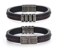 Lam Hub Fong Bracciale da Uomo Personalizzato con Nome Bracciale in Pelle Vintage per Papà Marito Regalo per Festa del papà Natale Compleanno (A-4 nomi)