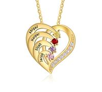 Lam Hub Fong Collana con Nome Personalizzabile Ciondolo Cuore Argento 925 Collana Donna Oro Rosa Regalo per Natale Festa Della Mamma San Valentino (Oro-4 nome)