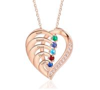 Lam Hub Fong Collana con Nome Personalizzabile Ciondolo Cuore Argento 925 Collana Donna Oro Rosa Regalo per Natale Festa Della Mamma San Valentino