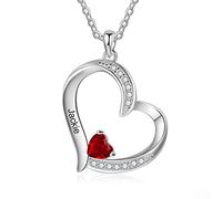 Lam Hub Fong Collana Cuore Personalizzato con Ciondolo D'argento Incisione 1-6 Nomi Simulated Birthstone Collana Madre Figlia Signore Gioielli Regalo per la Festa Della Mamma San Valentino (1 Nomi)
