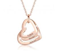Lam Hub Fong Collana Personalizzata per Donna Cuore Collana con 2-4 Nomi Ciondolo Cuori Argento Sterling 925 Regali per la Festa della Mamma, il compleanno e Natale