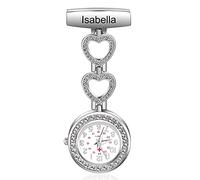 Lam Hub Fong Orologio da Infermiera Personalizzato Medico Orologio da Tasca con Incidere il Nome Hanging Medico Orologio Lapel Pin Clip-on Spilla Donne Uomini Esterno Orologi Regalo (Argento)