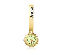 Lam Hub Fong Orologio da Tasca Infermiera Personalizzato Orologio da Infermiera con Nome Clip-on Donna Orologio da Tasca Squisito al Quarzo Digitale Portatile per Della Mamma Regalo (#1 Oro)