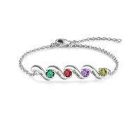 Lam Hup Fong Bracciale donna personalizzato con nomi incisi Bracciale argento con pietra portafortuna Bracciale con nomi di bambini per mamma Moglie Figlia Famiglia Regali la festa della mamma
