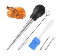 Lam-lord Set per arrosto per tacchino, siringa per carne in acciaio inox, con spazzola per la pulizia e 2 aghi per marinata, per cucina