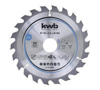 kwb 585457 Lama per seghe circolari per trucioli, legno/legno duro, 170 x 30 mm, tagli puliti, numero medio, 22 denti Z-22, lama per seghe CleanCut media, 170 x 30