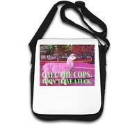 Lama Call The Cops. I Don't Give A FCK - Borsa a tracolla bianca, bianco, Taglia unica