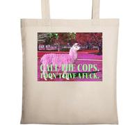 Lama Call The Cops. I Don't Give A FCK - Borsa tote in cotone ecologico naturale, beige, Beige, Taglia unica