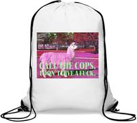 Lama Call The Cops. I Don't Give A FCK - Sacca da palestra casual, con coulisse, colore: bianco, bianco, Taglia unica