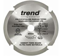 Trend Lama per sega Fiberboard PCD, diametro 165 mm x 4 denti x foro 20 mm, punta diamantata policristallina, PCD/FSB/1654