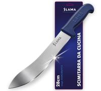 Lama Coltello Scimitarra Trinciante Acciaio Indaco 28 cm | Coltello da Cucina per Carne - Lama Lunga in Acciaio Inox - Impugnatura Ergonomica - Linea Indaco, Design Italiano