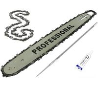 Lama con Barra Per Motosega da 45 cm 72 Maglie Ricambio 2 Catene in Omaggio Per Motoseghe Scoppio 45cc 52cc 58cc Set Ricambio Motosega Barra Guida + 1 Tubetto di Grasso Lubrificante