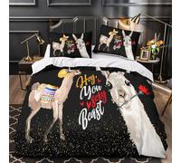 Lama con cappello Set Di Copripiumino Biancheria da letto 3 Pezzi ultra motivo 3D con federa cerniera nascosta Illustrazione a tema messicano copripiumino for adulti e ragazze Single（140x200cm）