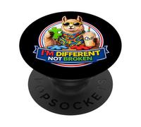 Lama con frappè e occhiali da sole I'm Different, Not Broken PopSockets PopGrip Adesivo