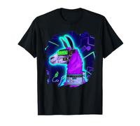 Lama Cyborg Robot Lama Cool Artistico Retro Alpaca Maglietta