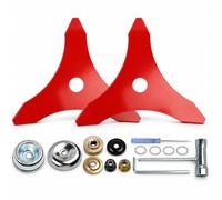Lama Decespugliatore 3 Denti per Yard Force LT G33W 2019-2020 | 2 Pezzi | Acciaio 225mm | Acciaio Robusto | Foro Centrale 25 mm | Erba Alta e Sterpaglie Leggere | Kit di Montaggio Incluso