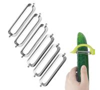 Lama Di Ricambio A 6 Pezzi Per Pelaverdure, Lama Piatta, Lama Di Ricambio Ideale Per Pela Asparagi, Patate, Arance,A Testa Piatta,Verdure E Frutta,5,6 cm(Seghettata)