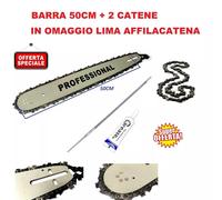 Lama e barra per motosega 50 CM 1.5 mm 0,058" 72 Maglie + Lima + 2 Catene da 45