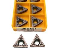 Lama girevole indicizzabile in metallo 10 pezzi TCMT16T304 utensile for tornio in metallo duro da taglio tornitura esterna(TCMT16T304 15TF)