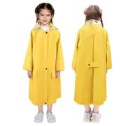 LAMA Impermeabile per bambini, poncho antipioggia per bambini, impermeabile, riutilizzabile, con cappuccio e copertura per zaino, Raincoat per bicicletta, escursionismo, campeggio, viaggi, giallo