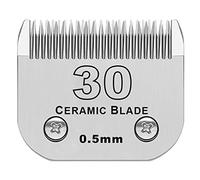 Lama in ceramica staccabile per toelettatura cani, compatibile con Andis taglia 30, lunghezza di taglio 0,5 mm, compatibile con tosatrici Oster A5, Wahl KM Series Clippers