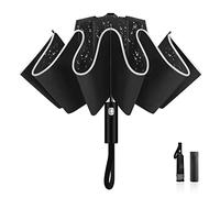 LAMA Ombrello Pieghevole, [210T 105 x 60cm] Ombrello Pieghevole Impermeabile, Ombrello da Viaggio Capovolto con Strisce Riflettenti per Apertura/Chiusura Automatica, Sicurezza Notturna