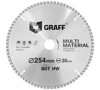 Lama per sega circolare 254 x 30 mm, in metallo, legno, alluminio, laminato, plastica, multimateriale, per Bosch GTS 10 XC Professional & Metabo KGS 254 M, lama GRAFF