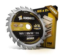 Lama per sega circolare HM 165x20 16 Z24 a denti alternati per batteria in legno - Multiuso. AMBOSS WERKZEUGE® Lama per sega circolare 165mm + anello di riduzione 16 20mm. 165x20 165x16 compatibile
