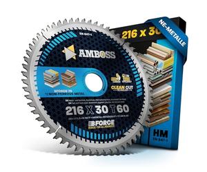 Lama per sega circolare HM 216 x 30 Z60 dentata piatta trapezoidale per alluminio. AMBOSS WERKZEUGE® 216 mm compatibile con Metabo TS 216 Bosch GCM 8. GCM 800 SJ. PCM 8.GCM 305-216 D. Bosch