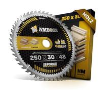 Lama per sega circolare HM, 250 x 30 mm, Z48, con denti alternati, per legno, uso a batteria, versatile. AMBOSS WERKZEUGE Lama per sega 250 mm compatibile per Dewalt DWE 7492 Mafell Erika 85 EC