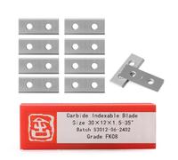 Lama reversibile, lama intercambiabile, in metallo duro, spessore 1,5 mm, 2 taglienti, 10 lame di ricambio 30 x 12 x 1,5 mm, per piastre reversibili, fresa a filo (coltello da maniche)