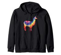 Lama Tie Dye Silhouette Hippie Rainbow Colori Love Llamas Felpa con Cappuccio