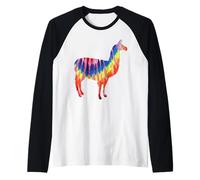 Lama Tie Dye Silhouette Hippie Rainbow Colori Love Llamas Maglia con Maniche Raglan