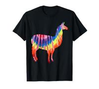 Lama Tie Dye Silhouette Hippie Rainbow Colori Love Llamas Maglietta