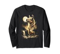Lama Ululando alla Luna Meme Maglia a Manica