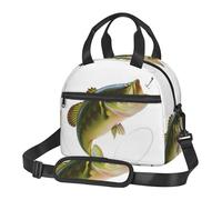 LAMAME Bait with Fishing Line Mangiare Little Fish Stampato Portatile Isolato Lunch Bag Riutilizzabile Lunch Box Tote Storage Bag