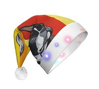 LAMAME Cappello natalizio con carlino con luci illuminate, cappello da Babbo Natale, decorazione per feste