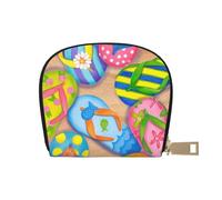 LAMAME Carino Carlino Stampato Pelle Shell Card Bag Porta Carte di Credito Zip Card Holder Portafoglio, Divertenti Infradito Pantofole Art Sandali, Taglia unica