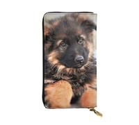 LAMAME Carino Pastore Tedesco Cucciolo Stampato Vera Pelle Portafoglio Portatile Organizzatore da Viaggio Neutro Pochette, Simpatico cucciolo di pastore tedesco., Taglia unica, Classico