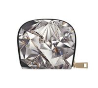 LAMAME Cartone animato nero bianco pecora stampata in pelle porta carte di credito mezza rotonda organizzatore, Glitter astratto diamante cristallo modello, Taglia unica
