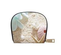 LAMAME Conigli in diverse pose che saltano corrono borsa in pelle stampata porta carte di credito porta carte di credito portafoglio porta carte di credito, Fiore zen blu con stelle marine sulla