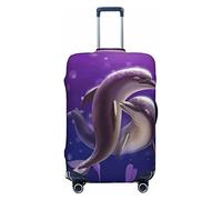 LAMAME Copertura per valigia stampata con stampa di polli, copertura protettiva elasticizzata, lavabile, copertura per bagagli, Delfino animale marino carino, L