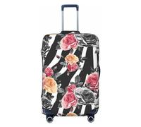 LAMAME Copertura protettiva elasticizzata per valigia, lavabile, con stampa di buon Natale, Rose Fiore Floreale Zebra Strisce, L