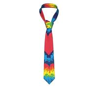 LAMAME Cravatta di seta colorata stampata da uomo e donna per abito e cravatta alla moda per banchetti aziendali, Cuore Arcobaleno Tie-TINTA, Taglia unica