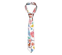 LAMAME Cravatta di seta colorata stampata da uomo e donna per abito e cravatta alla moda per banchetti aziendali, Romantico fantasia floreale uccelli farfalla, Taglia unica