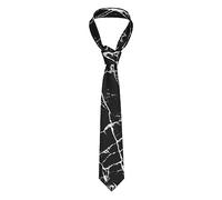 LAMAME Cravatta in seta con stampa marmo nero da uomo e da donna, adatta per abito e cravatta di moda, cravatta per banchetti e affari