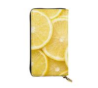 LAMAME Donna con lunghi capelli colorati appesi capovolti stampato portafoglio in vera pelle portatile organizzatore da viaggio neutro pochette, Giallo limone, Taglia unica